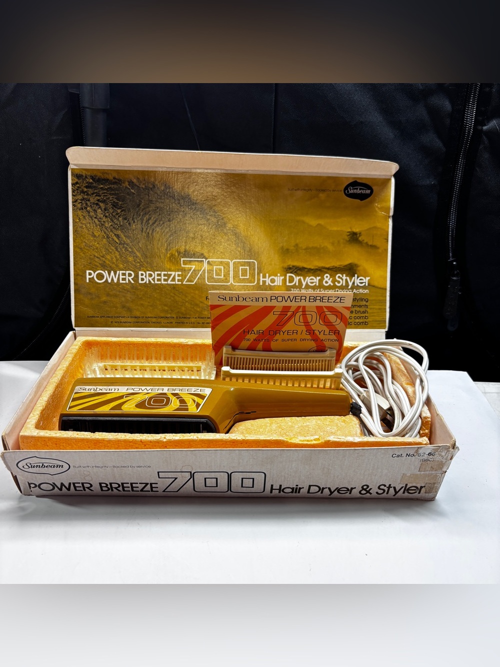 1970s Sunbeam Power Breeze 700 hair dryer and styler kit